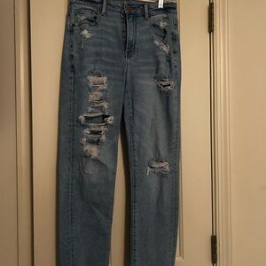 Distressed Blue Jeans with Stretch